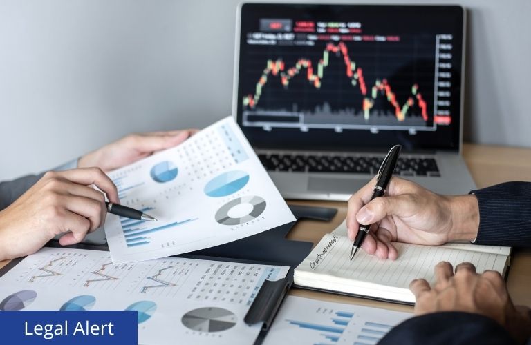 Picture of stocks, investment pie chart, notebook